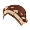 thumbnail image 1 of PMVFHDE Women Ruffle Turban Wrap Cap With Pearl Beading Solid Color Hats For Women Khaki, 1 of 8