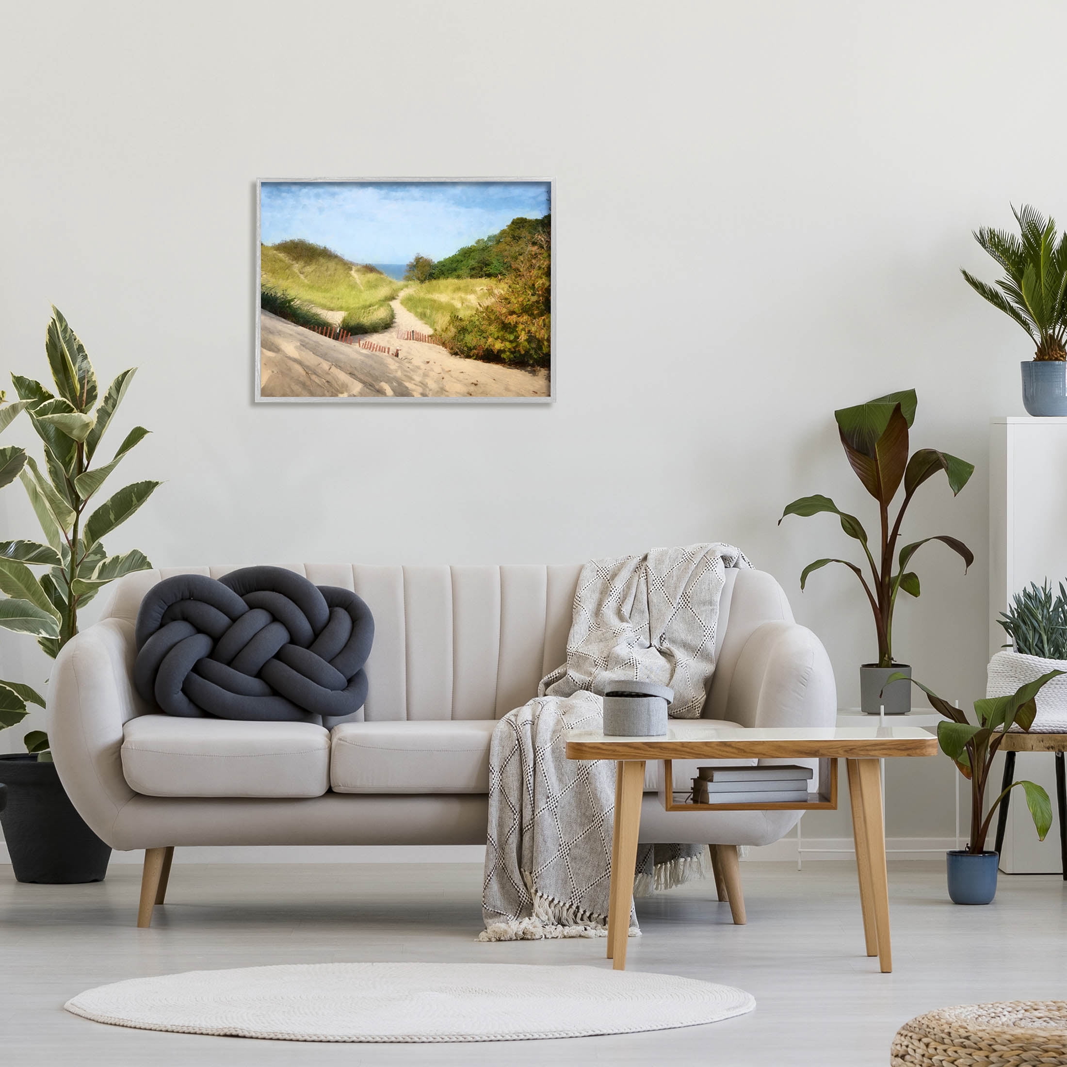 Sandy Summer Beach Path Landscape Graphic Art Gray Framed Art Print Wall Art