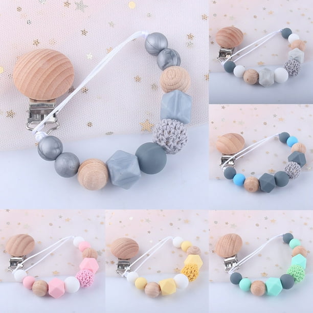 Bueautybox Pacifier Clip, Silicone Teething Beads Holder Soothie