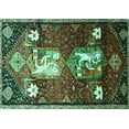 thumbnail image 1 of Ahgly Company Machine Washable Indoor Rectangle Animal Turquoise Blue Traditional Area Rugs, 5' x 8', 1 of 4