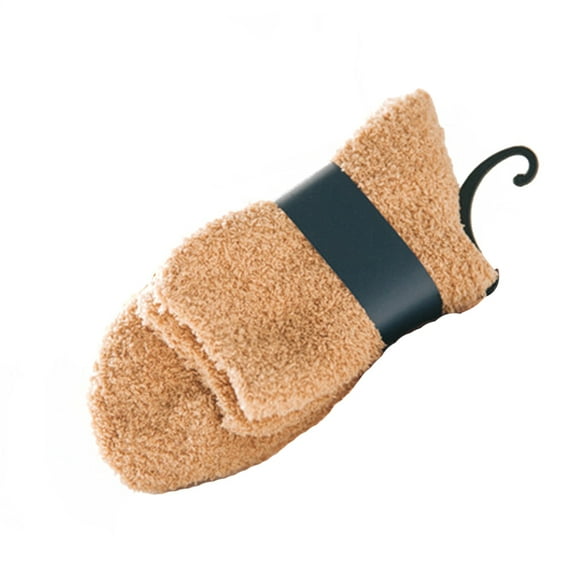 1 par de calcetines tobilleros de lana Coral para hombre, calcetines cálidos y gruesos para el suelo, calcetines mullidos para dormir (caqui)