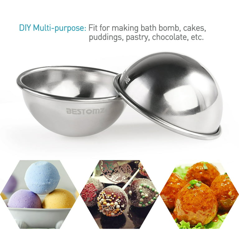 HEMOTON 8pcs Stainless Steel Bath Bomb Mold DIY Make Bath Bombs 6.5cm/ 7cm  for Crafting Your Own Fizzles 