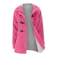 thumbnail image 2 of Winter Coats For Women Solid Color Horn Buttons Cardigan Padded Hooded Coat Jacket Overcoat, 2 of 4