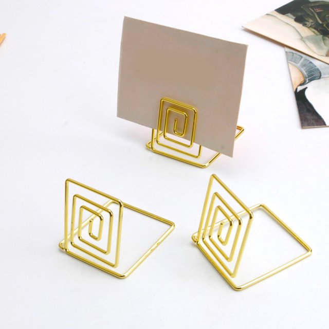 AURARMLET 12Ud Soportes Metálicos Dorados Para Memos Y Fotos En Cuadrado Elegante