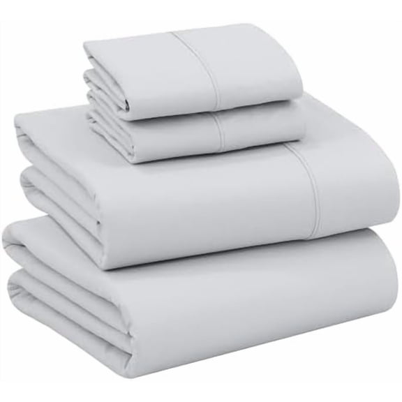 100% Cotton California King Sheet Sets, 4 Pieces, Soft & Breathable Percale Weave Bedding, Deep Pocket 14", Hotel Standard, Crisp Cool Feel & Durable, Perfect Dyed Sheets, Quiet Gray