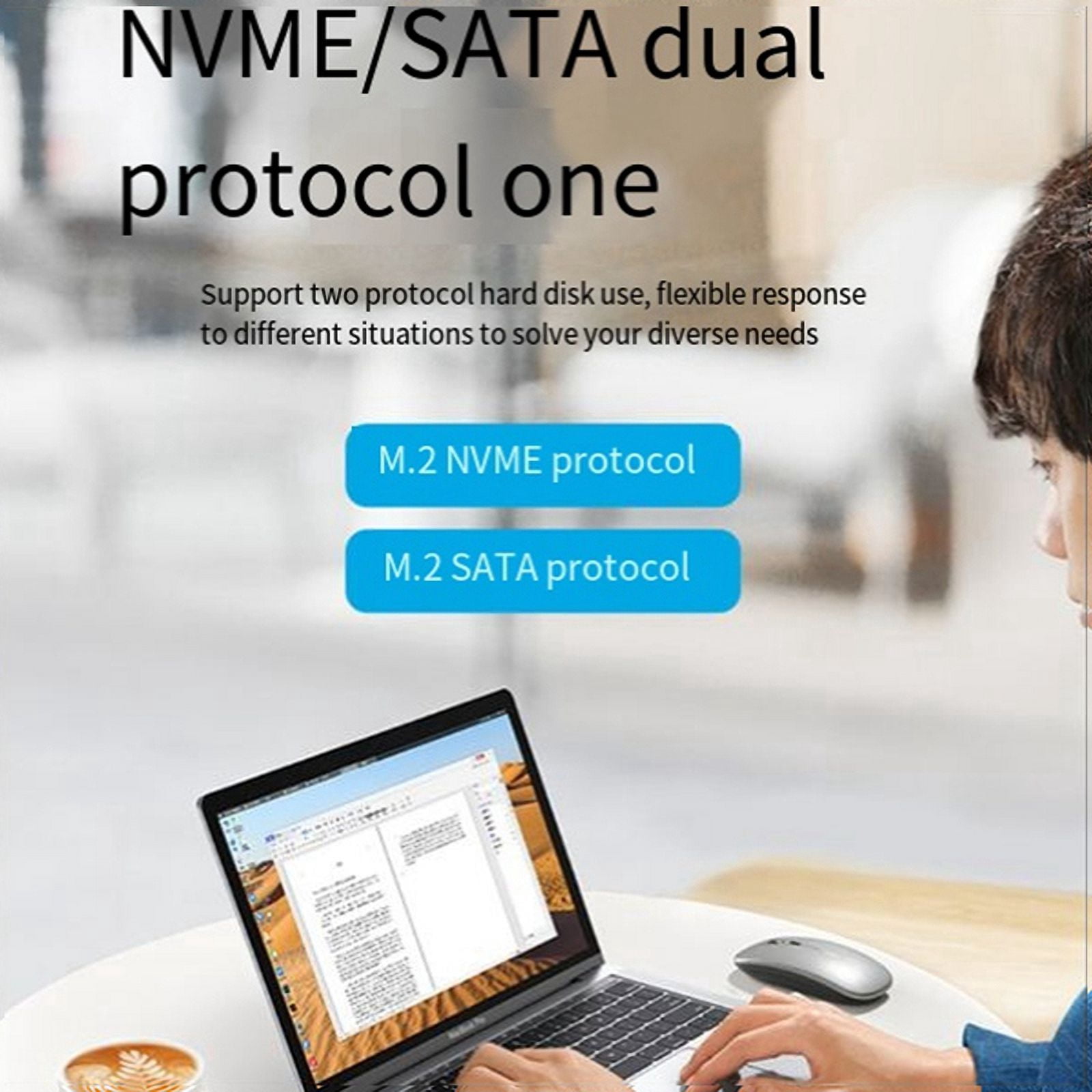 M.2 Aluminium SSD Box , Support NVMe/NGFF TYPE-C USB3.2 GEN2 Aluminum 10G Dual Agreement Black