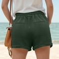 thumbnail image 4 of vigerkar Summer Cotton Linen Shorts for Women Elastic High Waist Casual Solid Lightweight Shorts Drawstring Comfy Short Pants with Pockets AG, M, 4 of 7