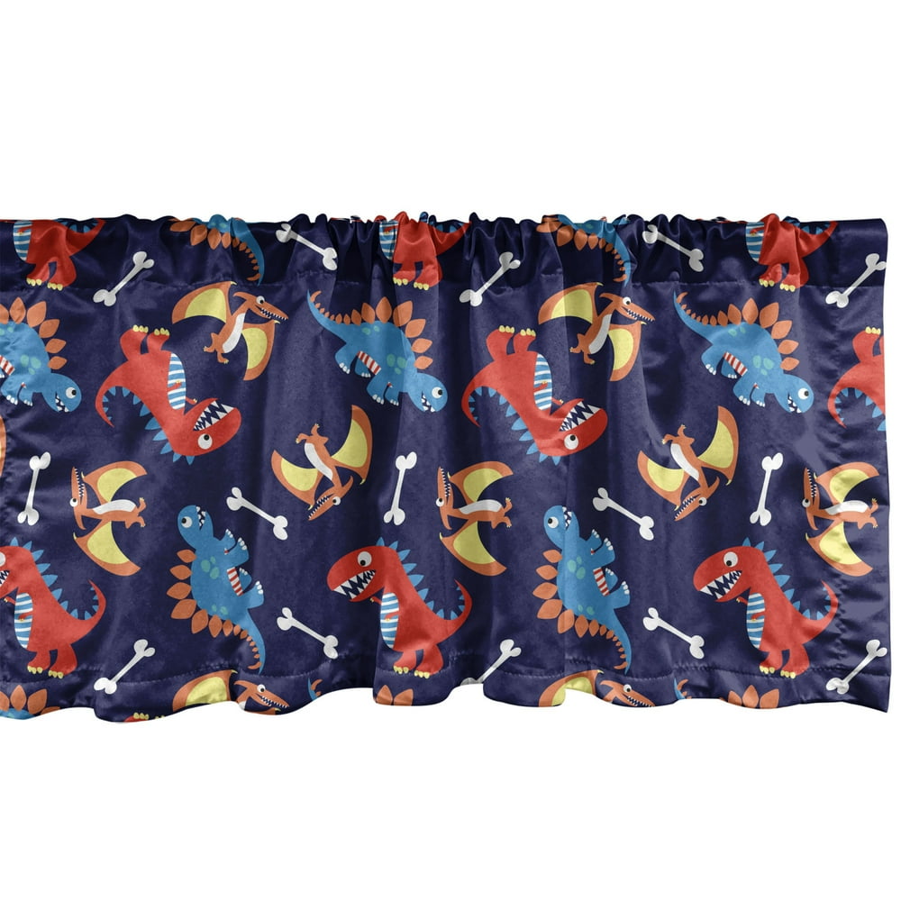 Dinosaur Window Valance, 3 Different Cartoon Dinosaurs Funny