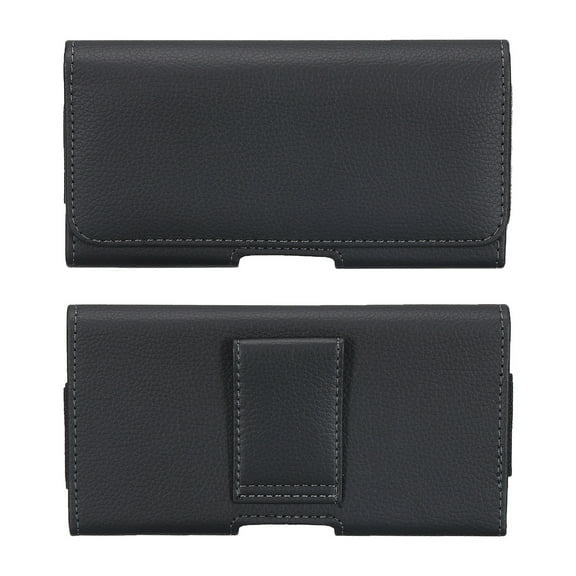 Phone Belt Holder Case for 5.5-6.2" Cell Phones, Horizontal Leather Phone Belt Pouch, Black