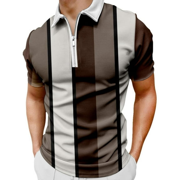 Sngxgn Men's Polo Shirt Casual Short Sleeve Polo T Shirt Classic Fit Shirts(Brown,XL)