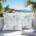 thumbnail image 3 of Blue Green Coastal Throw Pillow Covers 20x20 Inch Set of 2, Summer Beach Coral Shell Ocean Waterproof Outdoor Pillow Covers, Decorative Cushion Pillowcases for Couch, Sofa, Bed, Garden, Patio, 3 of 9