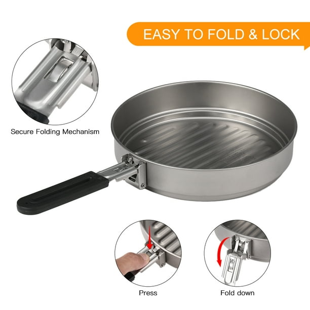 Lixada 1100ml Titanium Fry Pan Ultralight Grill Frying Pan with Folding Handle for Outdoor Cooking Camping Hiking Backpacking Walmart