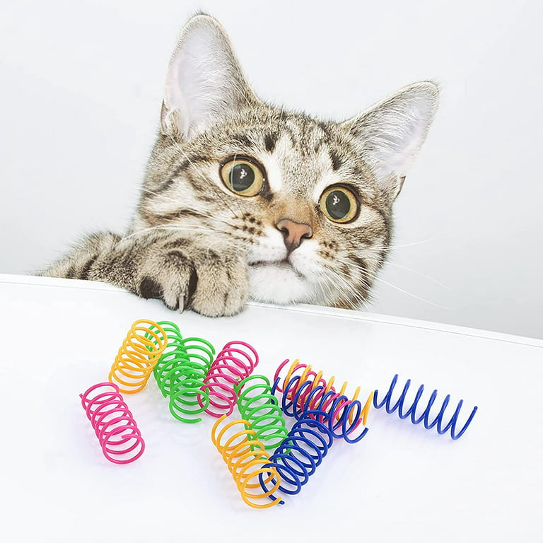 16 Pcs Colorful Spring Cat Toys Interactive Kitten Toys For Boredom Durable  Soft Plastic Cat Spring Toy For Swatting, Biting