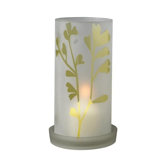 Biedermann Sons H85gn Gl Frosted Leaf Hurricane Candle Holder