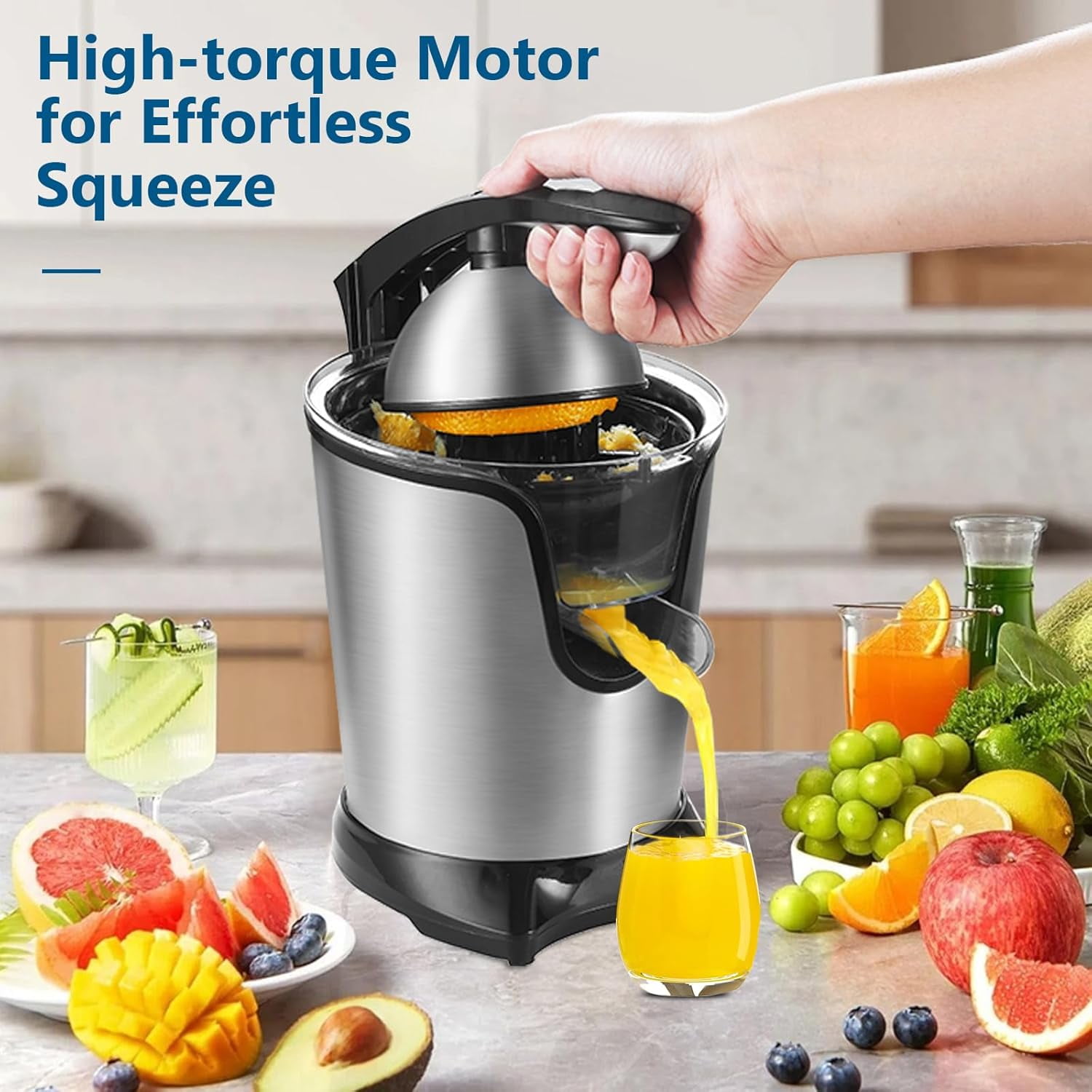 Electric Citrus Juicer Stainless Steel Hands  Lime Grapefruit Squeezer for Fresh