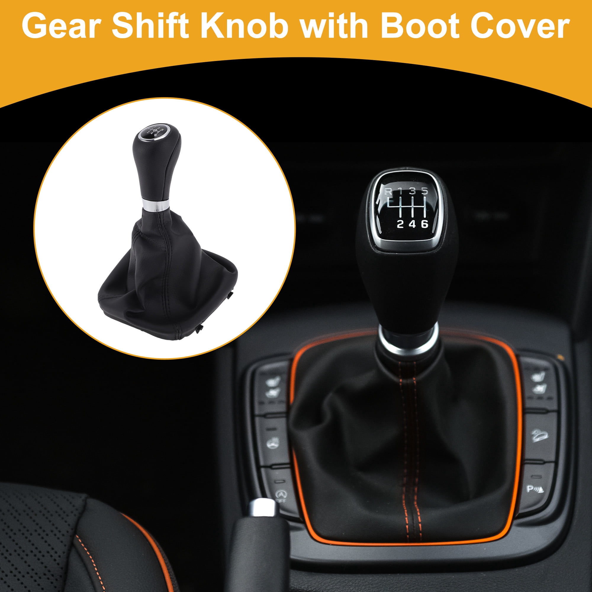 Unique Bargains 6 Speed Manual Gear Shifter Knob with Cover - Car Stick Shift Knob - for Mercedes-Benz C-Class 2000-2007 Plastic Faux Leather Black - 1 Pc