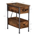 thumbnail image 6 of VECELO Nightstand with Charging Station, Flip Top End Table with 2 Drawer & USB Ports for Living Room, Bedroom, Rustic Brown, 6 of 10