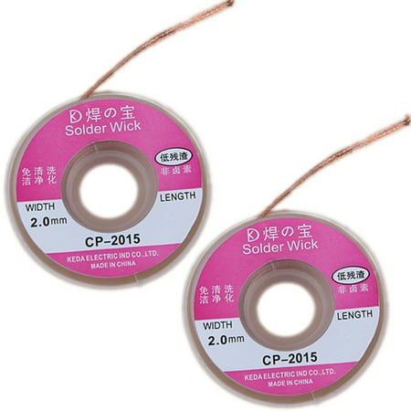 2Pcs 2.5ft 2mm Desoldering Copper Braid Solder Remover Spool Flux Wick Wire Cable TU -