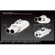 XForce VMK7-250 Varex Universal Oval Muffler, 2.5" Flanged Inlet, 3" Twin Double Wall Tips