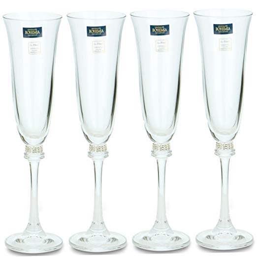 Swarovski Jeweled "Alexandra" Crystal Champagne Flutes Tulip Champagne