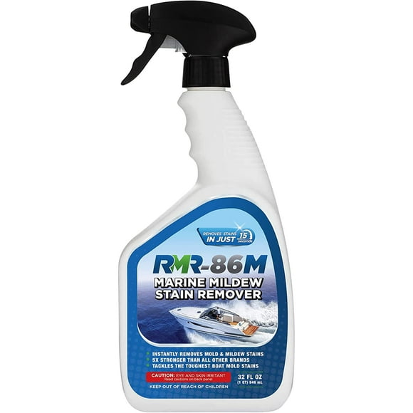RMR-86M Marine Mildew-Stain Remover, Five Times Stronger Than Other Brands, Instantly Removes Mold and Mildew Stains, Sodium Hypochlorite Formula, Less Abrasive, Easy to Use, 32 Ounces