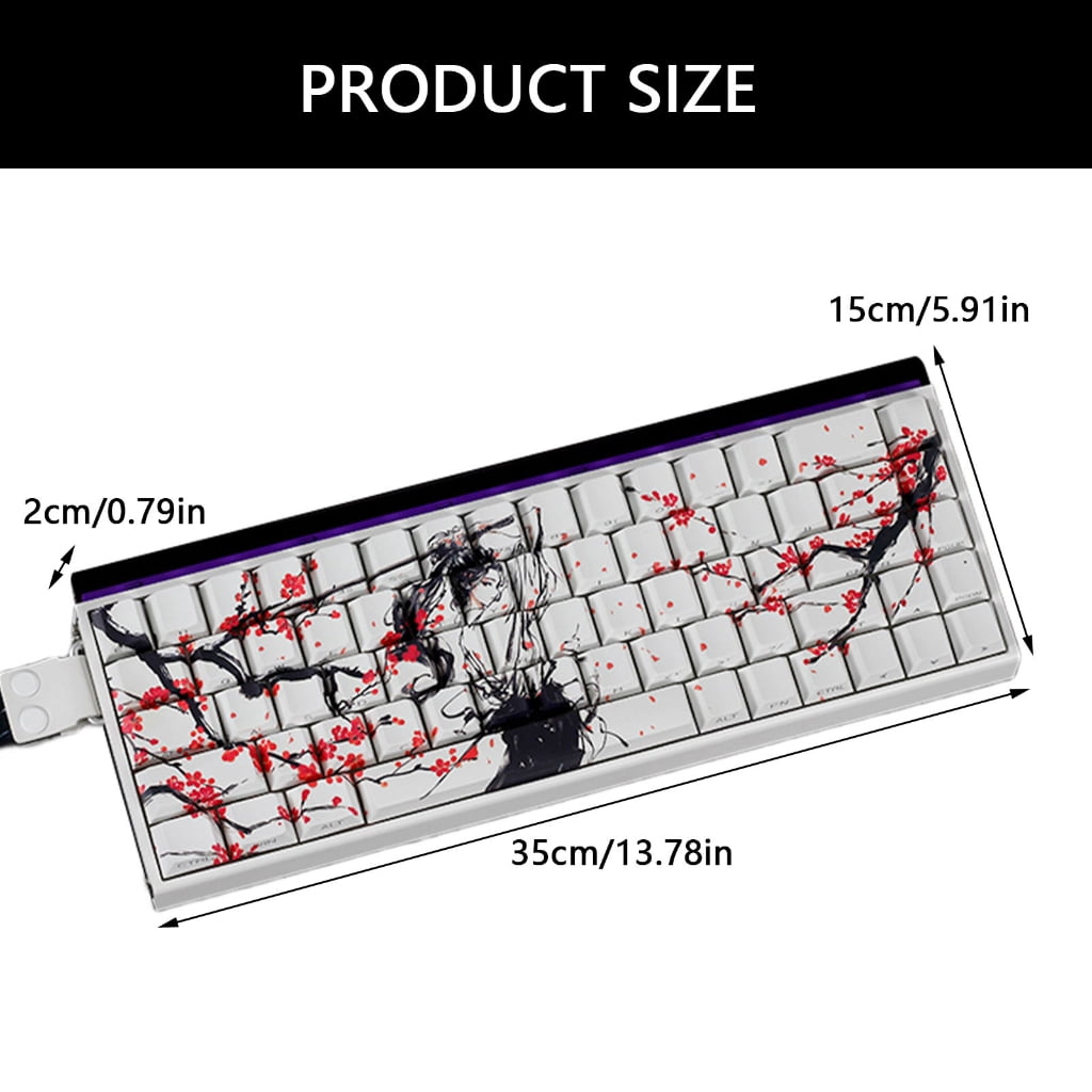 60% 68% PBT Keycaps Side Printed Plum Blossom Keycaps for Mechanical Keyboards