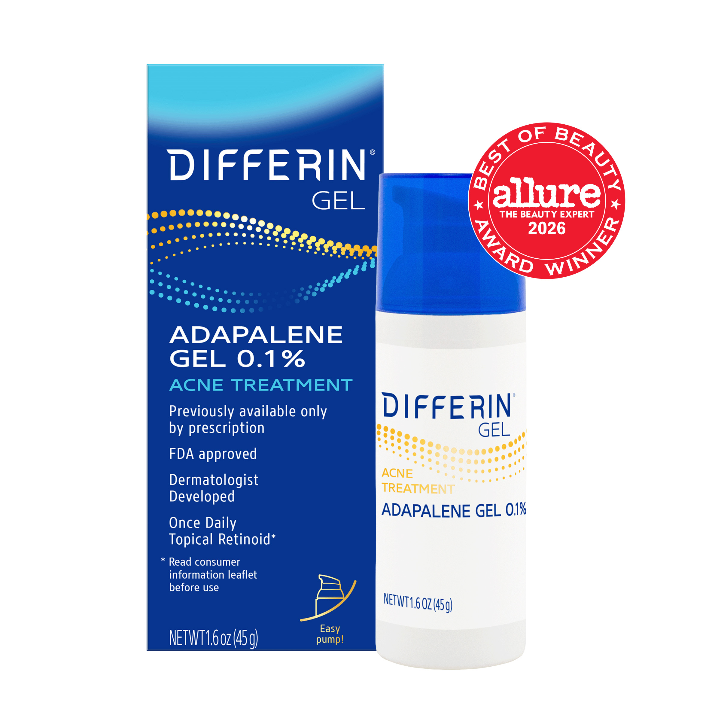 Differin Adapalene Gel 0.1% Acne Treatment Pump, 1.6 oz photo 2