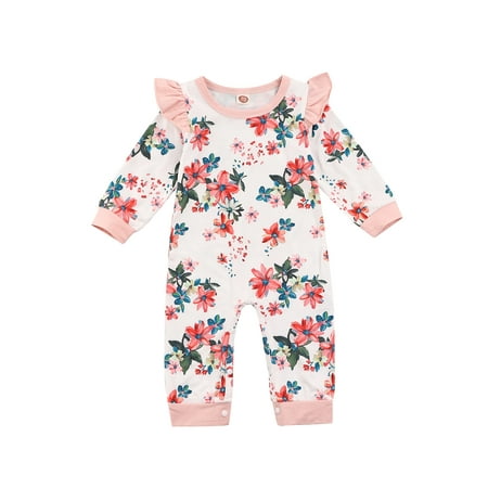 

Infant Newborn Baby Boys Girls Fox Printing Jumpsuit Casual Long Sleeve Round Neck Ruffle Romper