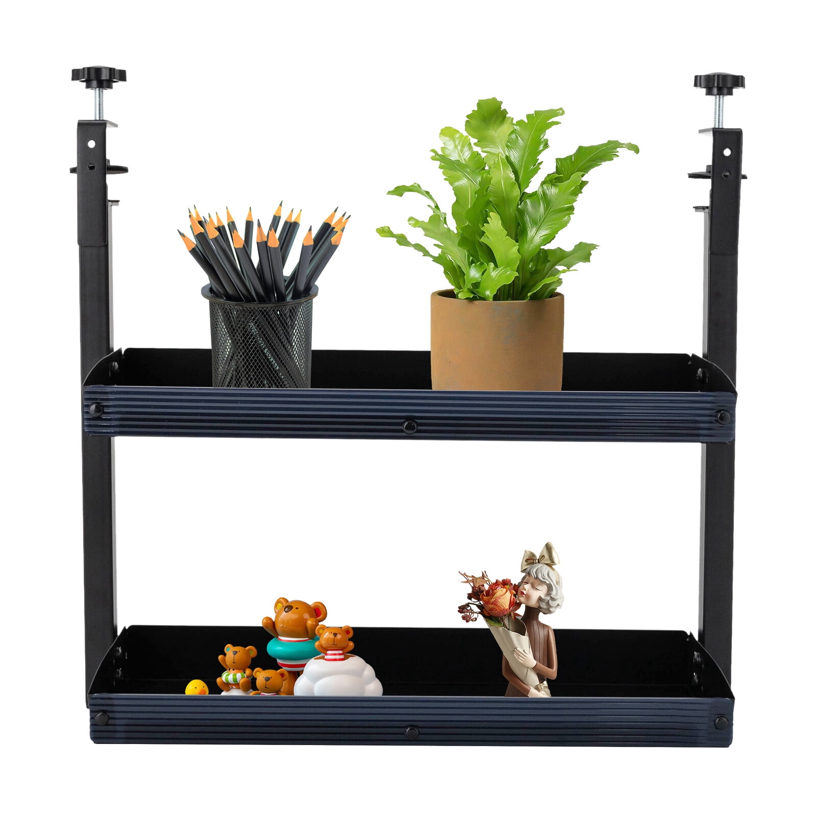 Miumaeov 2 Tier Clamp-on Desk Shelf Countertop Organizer Storage Display Rack For Home Office