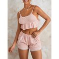 thumbnail image 6 of Mubineo Women Summer Cute Pajama Set Lace Patchwork Crop Sleeveless Camisole + Elastic Shorts 2Pcs Loungewear Set, 6 of 9