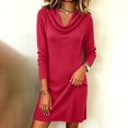 thumbnail image 2 of Tqcoqu Women's Turtleneck Dresses 2026 Winter Long Sleeve Ribbed Knit Comfy Loose Casual Tunic Short Dress, 2 of 6