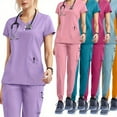 thumbnail image 2 of Elastic Hand Washing Uniform Women's Surgical Isolation Brush Hand Workwear Oral Dentistry Pet Doctor Work OverallMen's Short-sleeved Set, 2 of 9