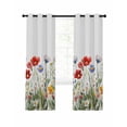 thumbnail image 3 of Spring Floral Blackout Curtains 2 Panels Red Blue Wildflower Plant Botanical Thermal Insulated Grommet Window Curtains for Bedroom Living Room 42"x45", 3 of 9
