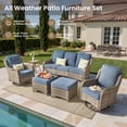 thumbnail image 5 of Vcatnet 6 Pieces Outdoor Patio Furniture Wicker High-Back Conversation Set with Swivel Rocking Chairs and Ottoman, Denim Blue, 5 of 10