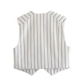 thumbnail image 3 of VNKIDY Womens Striped Sleeveless Suit Vest With V Neck Button Closure Formal Outerwear For Office Wear Special Occasions White XS, 3 of 3