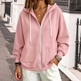 thumbnail image 2 of Besolor Womens Zip up Hoodies Drawstring Long Sleeve Sweatshirts Fall Winter Casual Thermal Warm Outdoor Track Jacket with Pockets(Small,Pink), 2 of 5