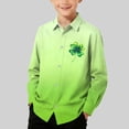 thumbnail image 2 of St. Patrick's Day Shirts Boys Girls Lapel Button Down Long Sleeve Print Tops Holiday Casual Stylish Cardigan (5-6 Years, Green-A), 2 of 7