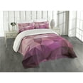 thumbnail image 2 of Ambesonne Abstract Quilted Coverlet 3 Pcs, Triangle Diamond Shape, King Size, Rose Dried Rose Pink, 2 of 4
