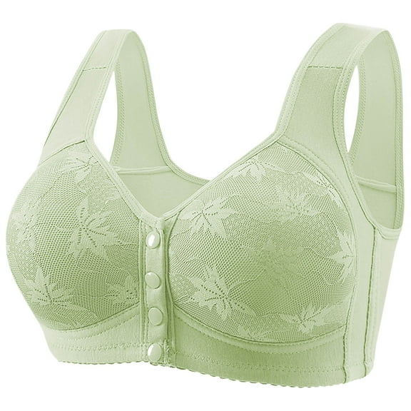 CLOISE Front Closure Bras for Women Plus Size No Underwire Full Coverage Daily Bras with Sagging Breasts Green S-3XL