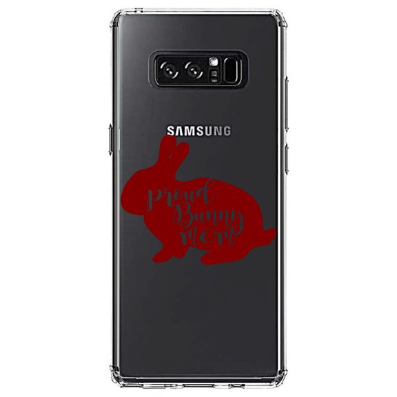DistinctInk Clear Shockproof Hybrid Case for Samsung Galaxy Note 8 - TPU Bumper Acrylic Back Tempered Glass Screen Protector - Proud Bunny Mom - Rabbit