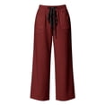 thumbnail image 6 of VEKDONE Wide Leg Palazzo Pants for Women Casual Elastic Waist Drawstring Straight Trousers Summer Loose Fit Comfy Beach Long Pants with Pockets Red M, 6 of 6