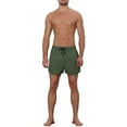 thumbnail image 2 of Unique Bargains Men's Vacation Solid Color Drawstring Elastic Waist Swim Short Green 36, 2 of 5