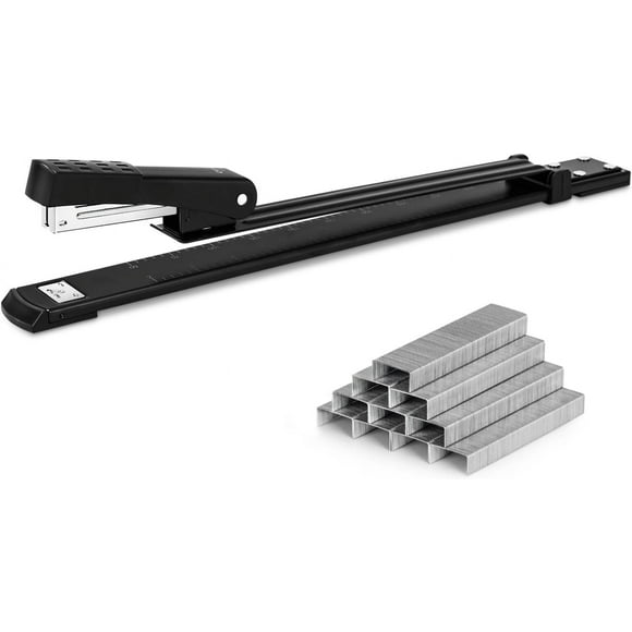 Long Reach Stapler,Office Staplers ,Desktop Stapler, Long Arm Staplers Perfect for Office or Home for Organizing Documents (Black and Silver Random delivery)
