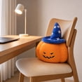 thumbnail image 4 of Euahivb Halloween Pumpkin Stuffed Toy Plush Pillow 13.8 x 13.8 Inch Soft Cushion with Blue Witch Hat for Couch Living Room Spooky Seasonal Decor, 4 of 5