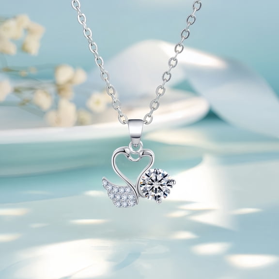 NICKSUN Cubic Zirconia Elegant Swan Pendant Necklace for Women