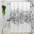 thumbnail image 3 of Black Grey Eucalyptus Leaves Waterproof Shower Curtain, Large 72"x84" Washable Polyester Fabric Shower Curtains for Bathroom, Spring Summer Botanical Floral Decorative Bathtub Curtain Sets with Hooks, 3 of 9