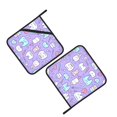 thumbnail image 3 of 2 Pack Kitchen Pot Holders Heat Resistant Oven Hot Pads With Hand Pockets And Hanging Loops For Baking Cooking 8x8in Cute Teeth And Objects Dental Care, 3 of 9