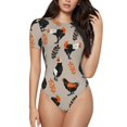 thumbnail image 2 of Goofa Funny Chicken Printed Women Rash Guard Short Sleeve,Tummy control Swimsuit Surfing Swimsuit Bathing Suit One Piece Swimsuit UPF 50-Small, 2 of 9