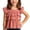 Red, variant on Girls Black Gingham Ruffle Sleeveless Blouse Square Neck Tie Back Cotton Polyester Blend Top,Size 5 T
