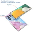 thumbnail image 3 of Allytech Galaxy S24 Ultra Case with Tempered Glass Screen Protector, Fingerprint Unlock Anti-Scratch Luxury Design Back Cover Case for Samsung Galaxy S24 Ultra 6.8", Blue Pink Marble, 3 of 8